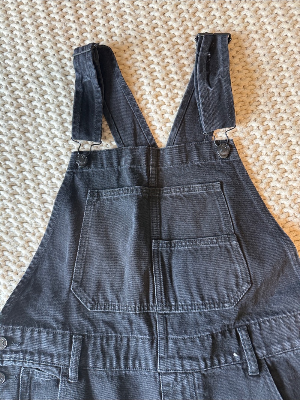 Quince Black Denim Overall Jumpsuit